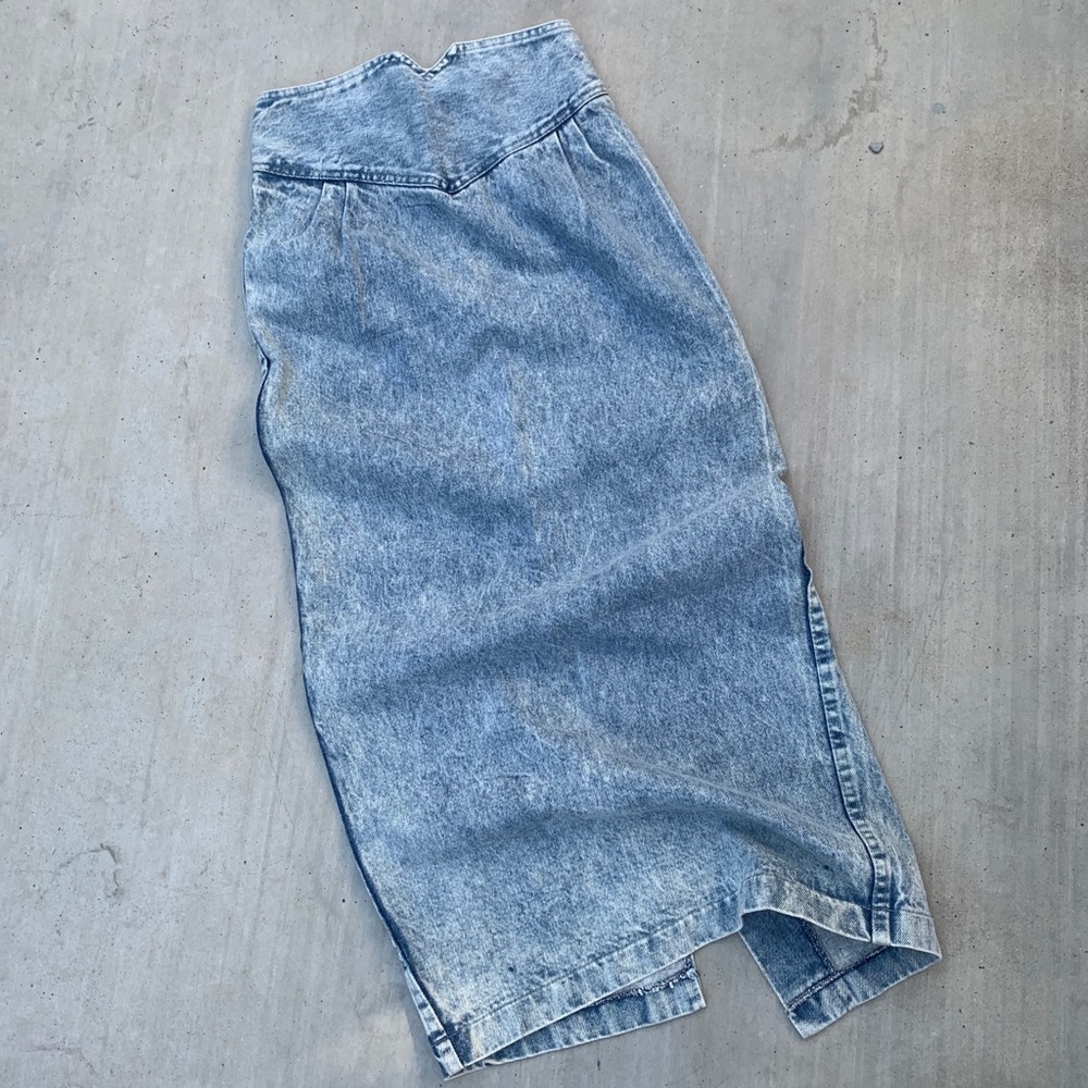 Vintage* Midi Denim Skirt, Acid Wash, Size 3/4